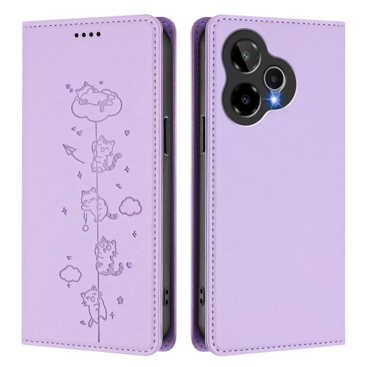 For Cricket Icon Pro 2026 Cute Cats Embossed Magnetic RFID Vegan Leather Phone Case