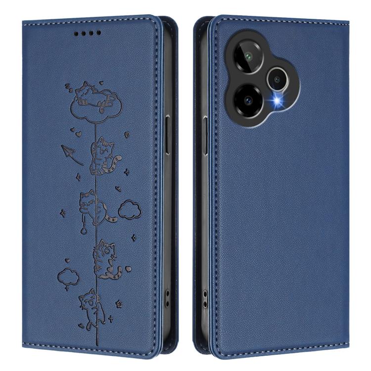 For Cricket Icon Pro 2026 Cute Cats Embossed Magnetic RFID Vegan Leather Phone Case