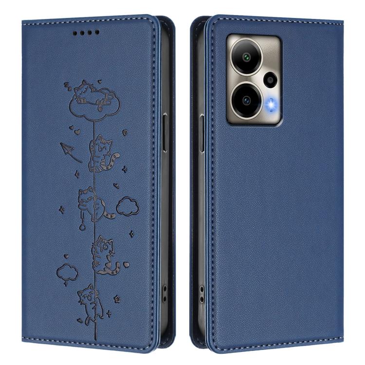 For Cricket Outlast Cute Cats Embossed Magnetic RFID Vegan Leather Phone Case