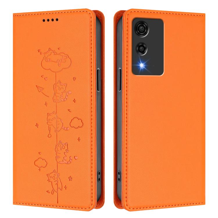 For Cubot A10 Cute Cats Embossed Magnetic RFID Vegan Leather Phone Case