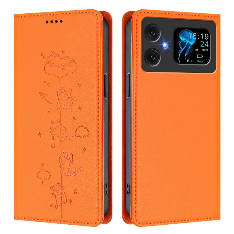 For Cubot A20 Cute Cats Embossed Magnetic RFID Vegan Leather Phone Case