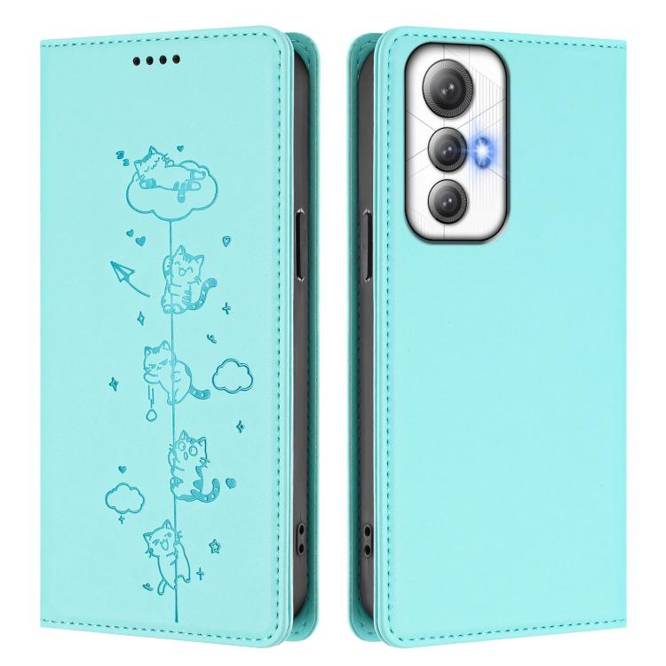 For Cubot Max 5 Cute Cats Embossed Magnetic RFID Vegan Leather Phone Case