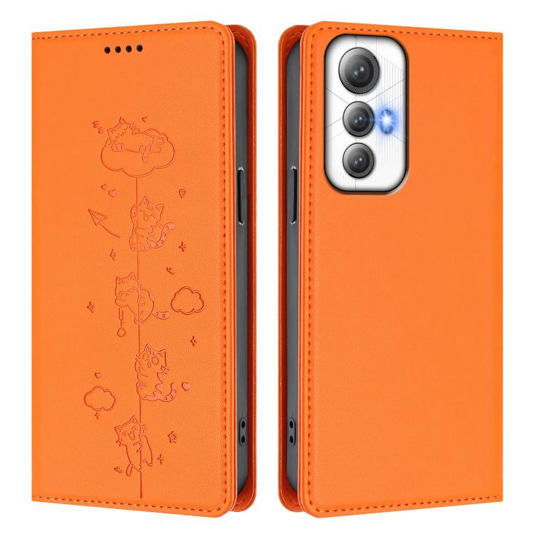 For Cubot Max 5 Cute Cats Embossed Magnetic RFID Vegan Leather Phone Case