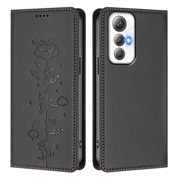 For Cubot Max 5 Cute Cats Embossed Magnetic RFID Vegan Leather Phone Case