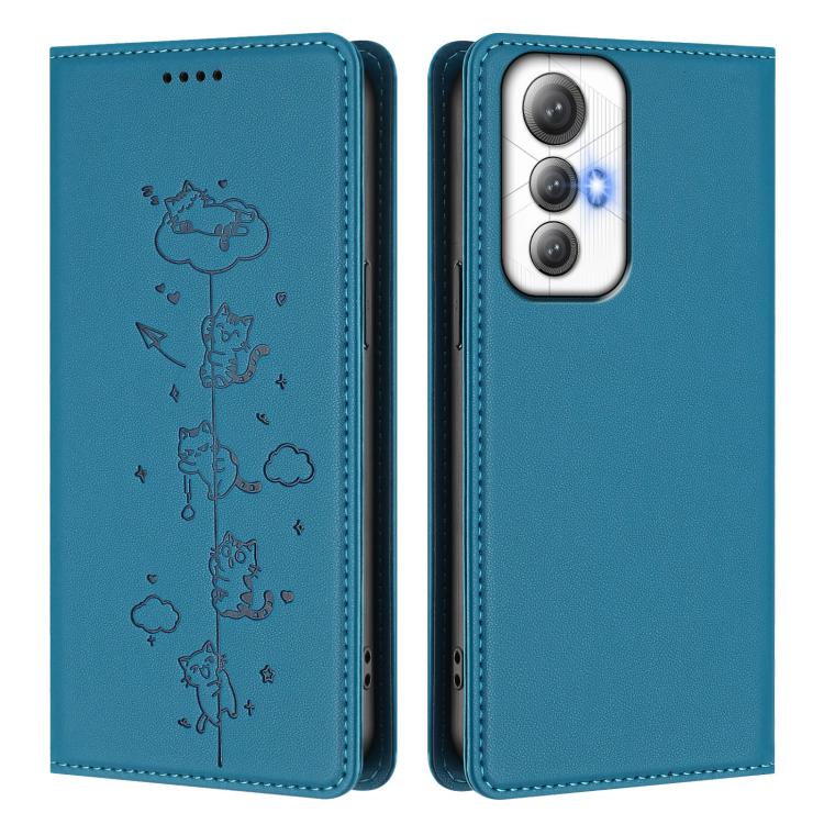 For Cubot Max 5 Cute Cats Embossed Magnetic RFID Vegan Leather Phone Case