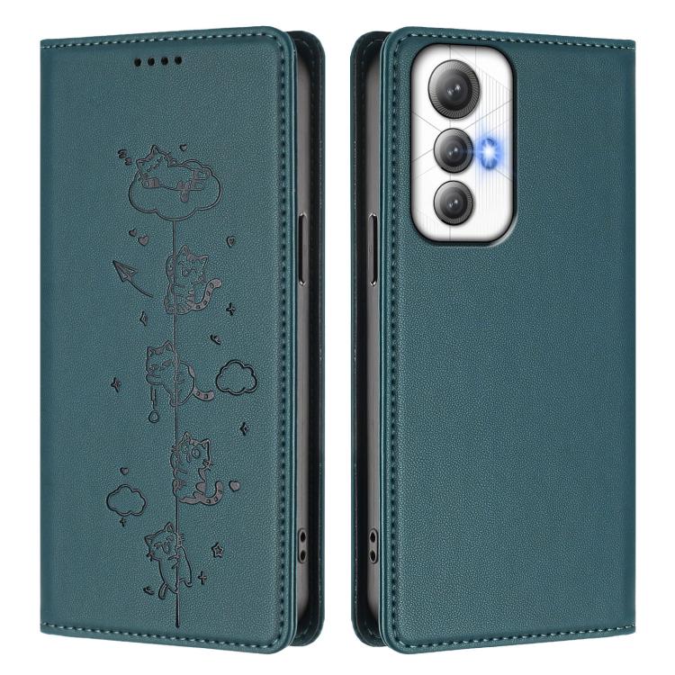 For Cubot Max 5 Cute Cats Embossed Magnetic RFID Vegan Leather Phone Case