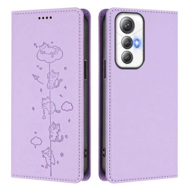 For Cubot Max 5 Cute Cats Embossed Magnetic RFID Vegan Leather Phone Case