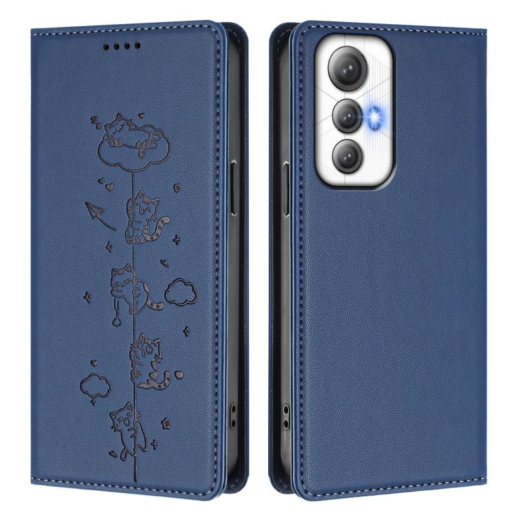 For Cubot Max 5 Cute Cats Embossed Magnetic RFID Vegan Leather Phone Case