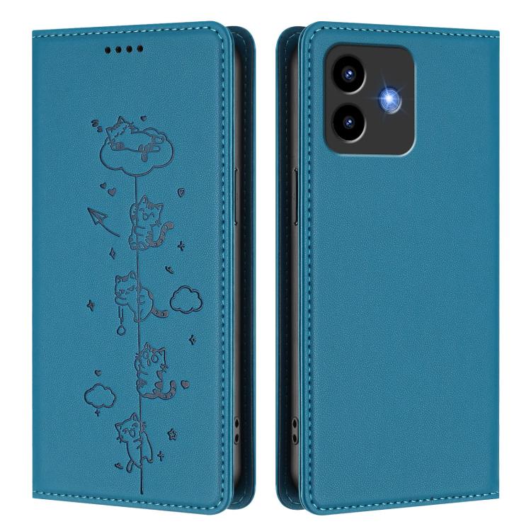 For Cubot Note 40 Cute Cats Embossed Magnetic RFID Vegan Leather Phone Case