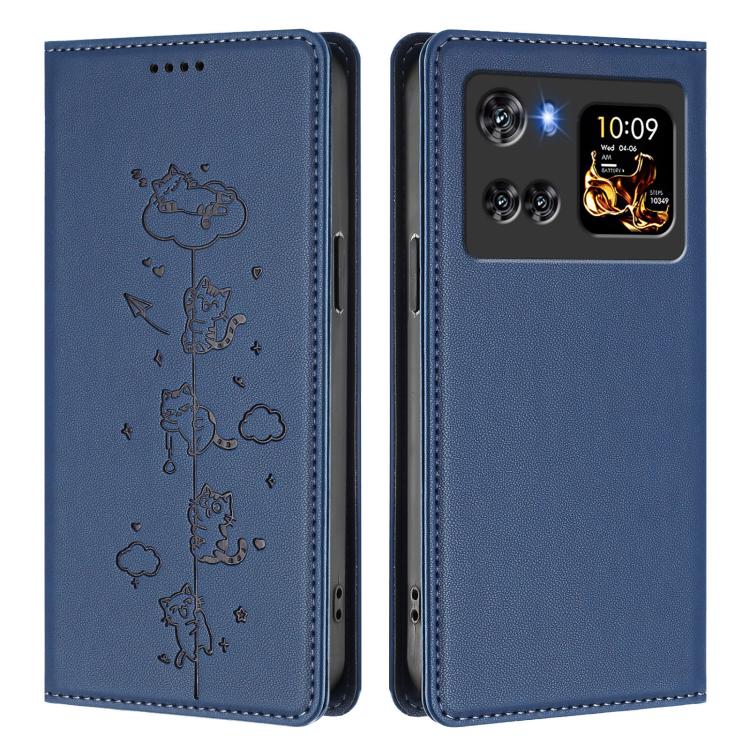 For Cubot X100 Cute Cats Embossed Magnetic RFID Vegan Leather Phone Case