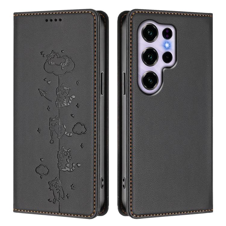 For Oukitel C2 4G 2025 Cute Cats Embossed Magnetic RFID Vegan Leather Phone Case