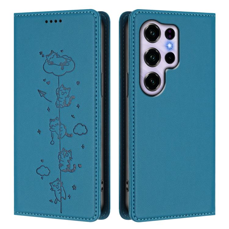 For Oukitel C2 4G 2025 Cute Cats Embossed Magnetic RFID Vegan Leather Phone Case