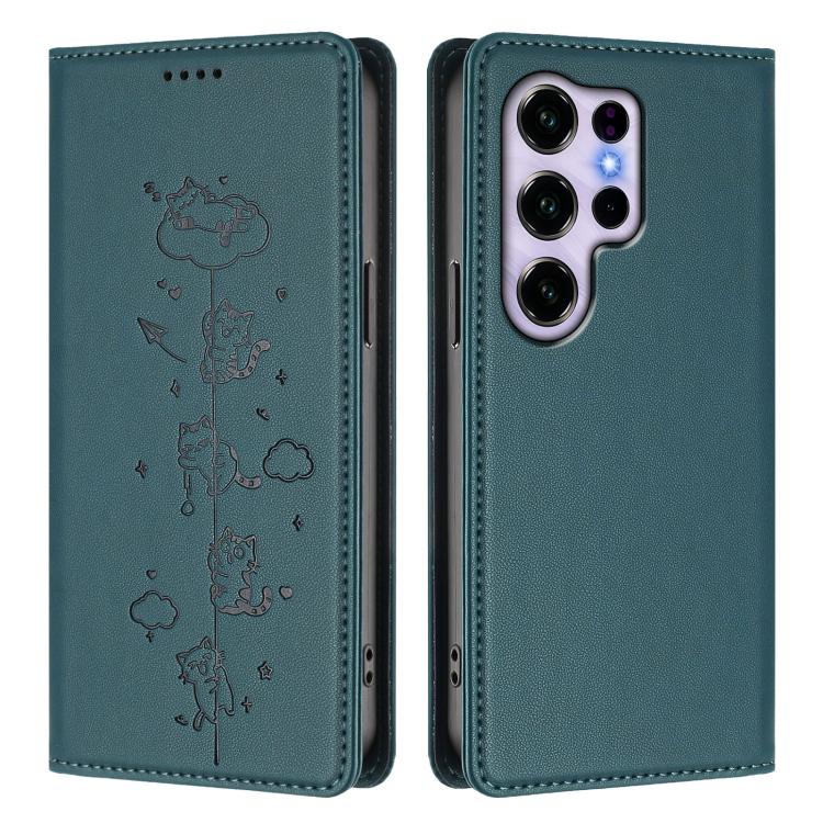 For Oukitel C2 4G 2025 Cute Cats Embossed Magnetic RFID Vegan Leather Phone Case