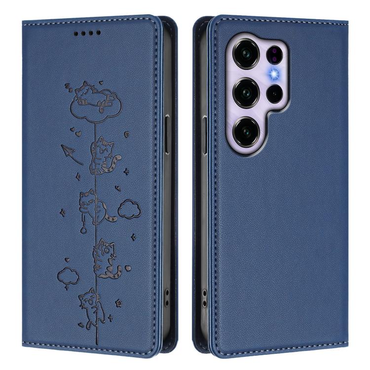 For Oukitel C2 4G 2025 Cute Cats Embossed Magnetic RFID Vegan Leather Phone Case