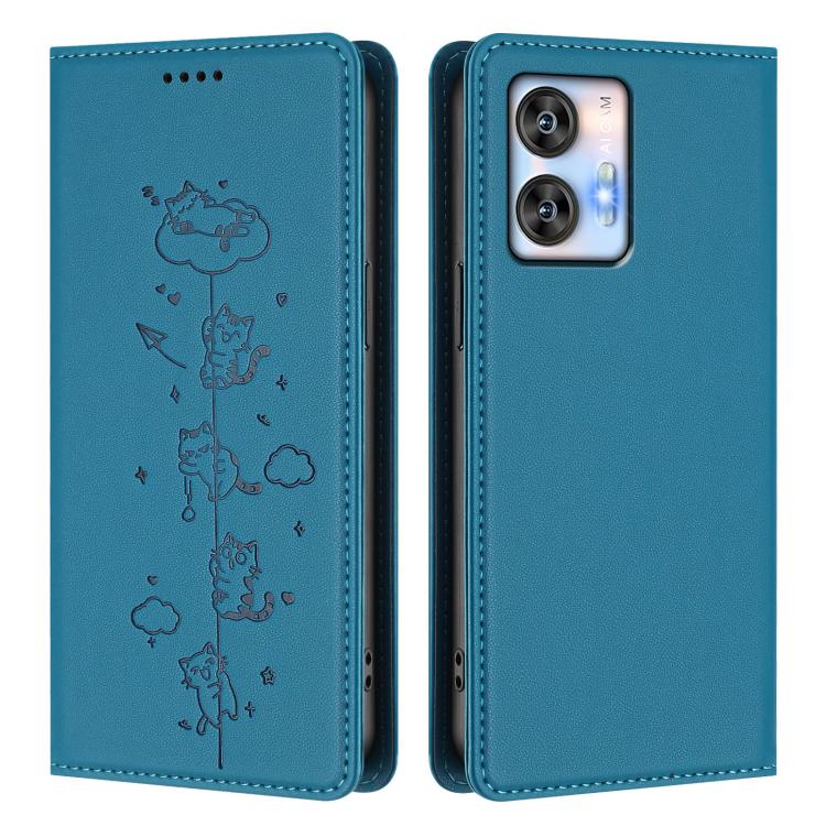 For Oukitel C35 / C36 Cute Cats Embossed Magnetic RFID Vegan Leather Phone Case