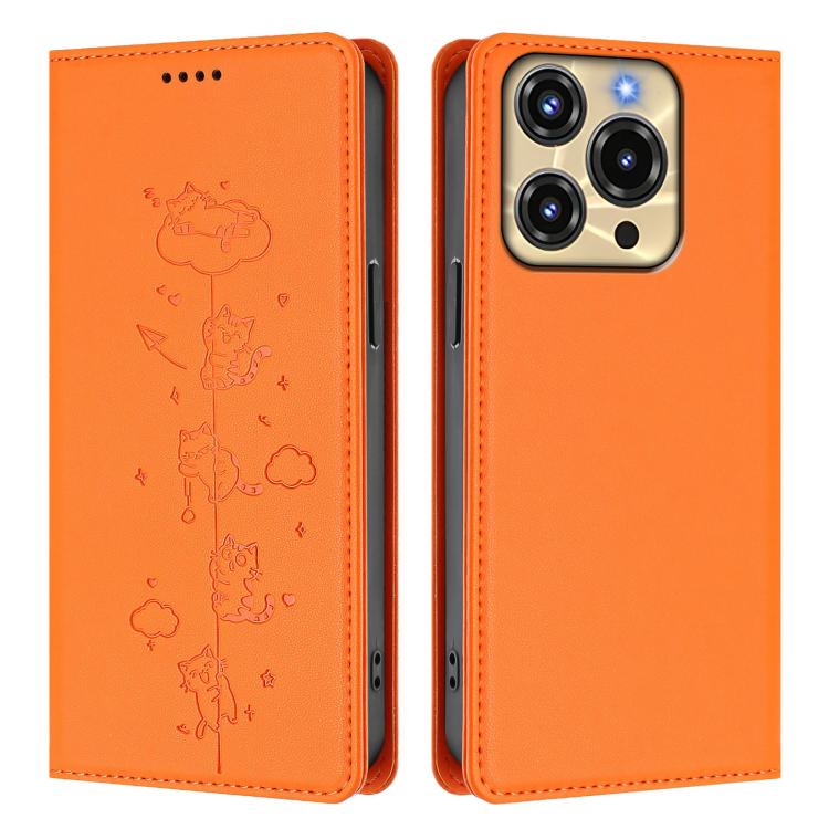 For Oukitel C69 Cute Cats Embossed Magnetic RFID Vegan Leather Phone Case