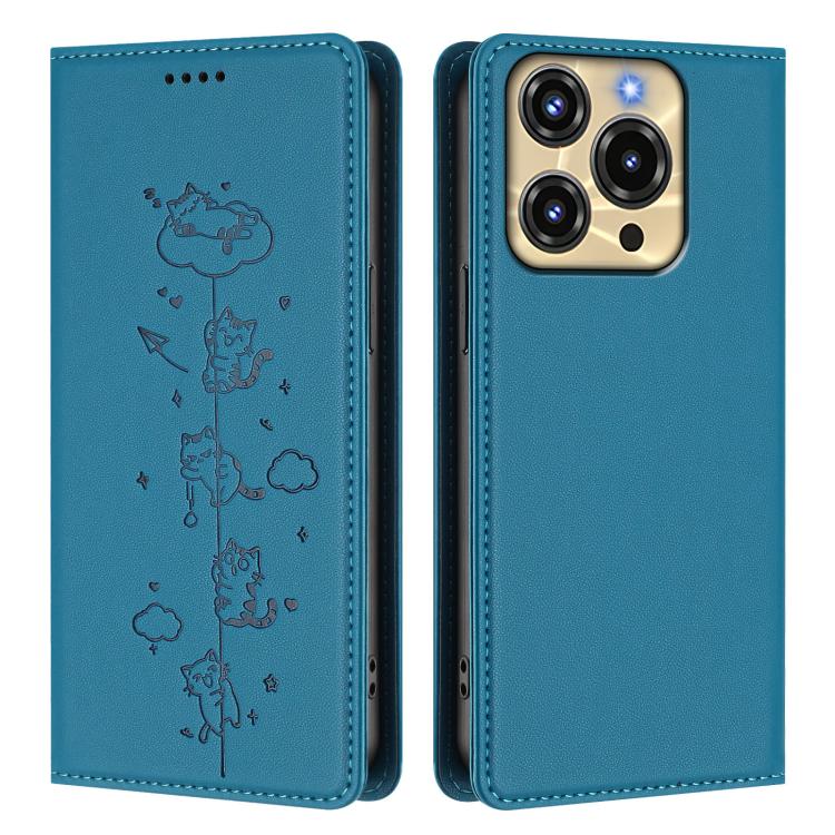 For Oukitel C69 Cute Cats Embossed Magnetic RFID Vegan Leather Phone Case