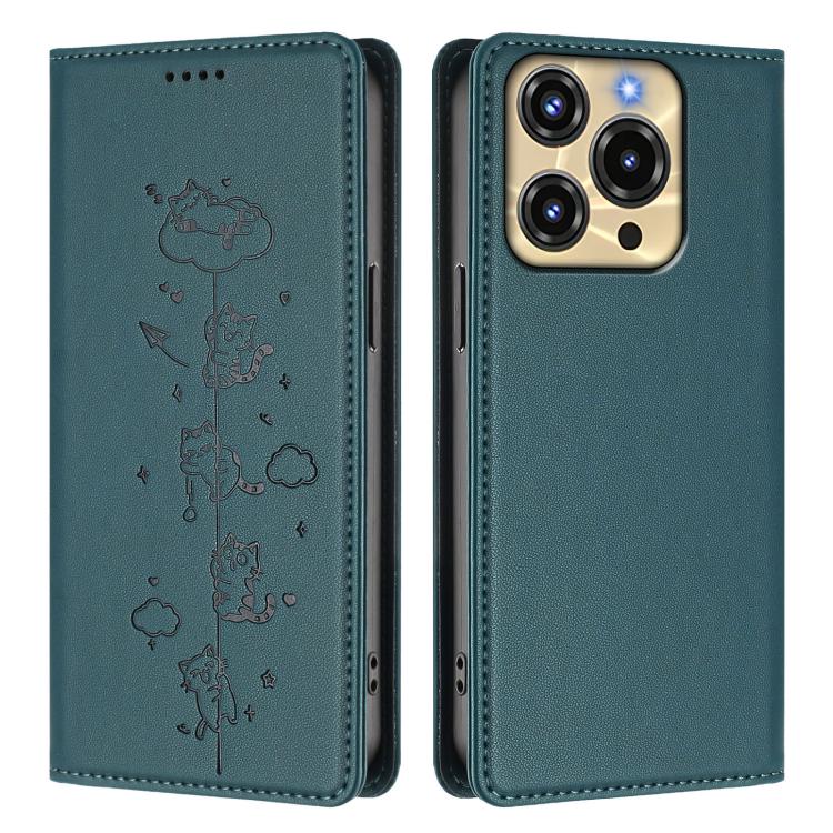 For Oukitel C69 Cute Cats Embossed Magnetic RFID Vegan Leather Phone Case