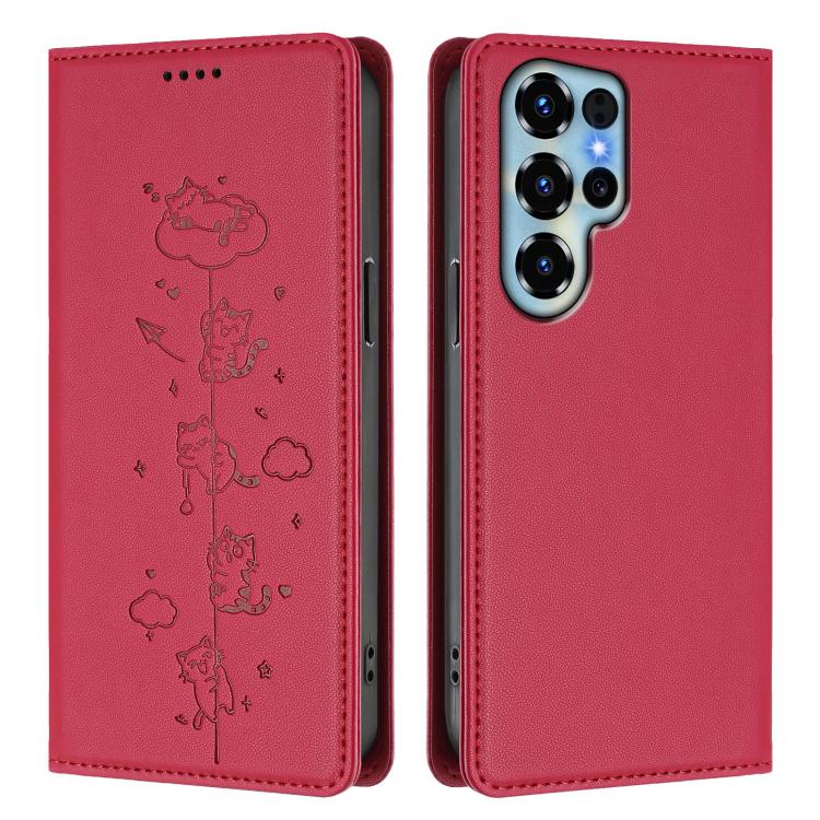 For Doogee Note 56X / 56X Pro Cute Cats Embossed Magnetic RFID Vegan Leather Phone Case