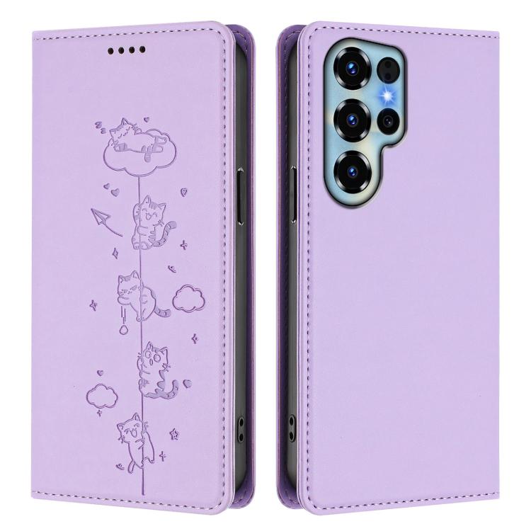 For Doogee Note 56X / 56X Pro Cute Cats Embossed Magnetic RFID Vegan Leather Phone Case