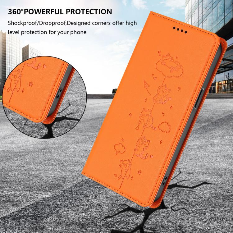 For Doogee Note 59 5G / Note 59 Pro Cute Cats Embossed Magnetic RFID Vegan Leather Phone Case