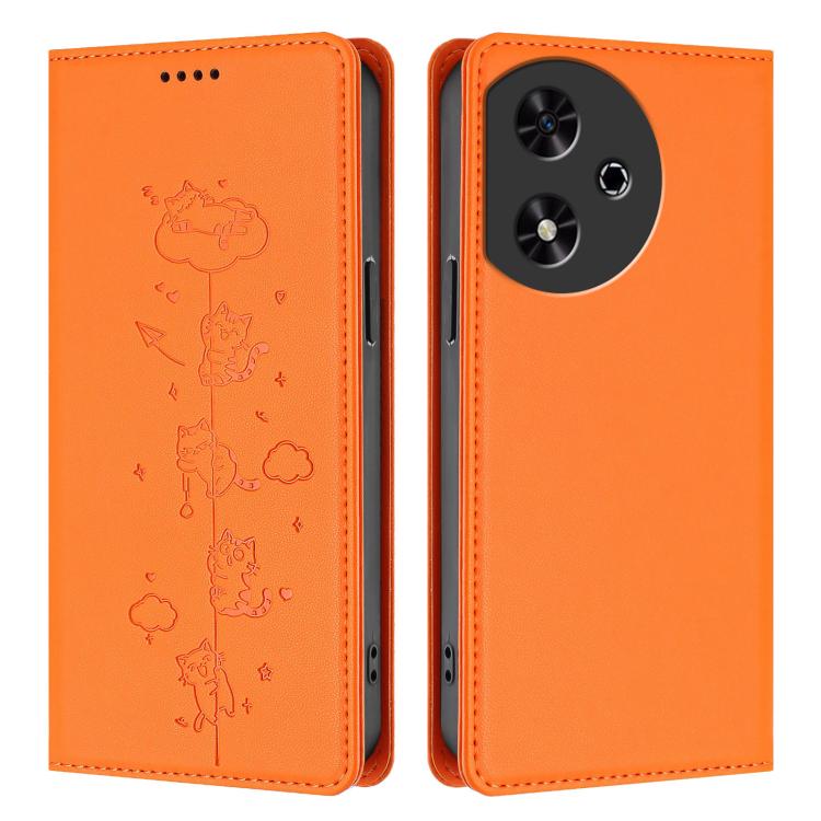 For Honor Play 50 Cute Cats Embossed Magnetic RFID Vegan Leather Phone Case