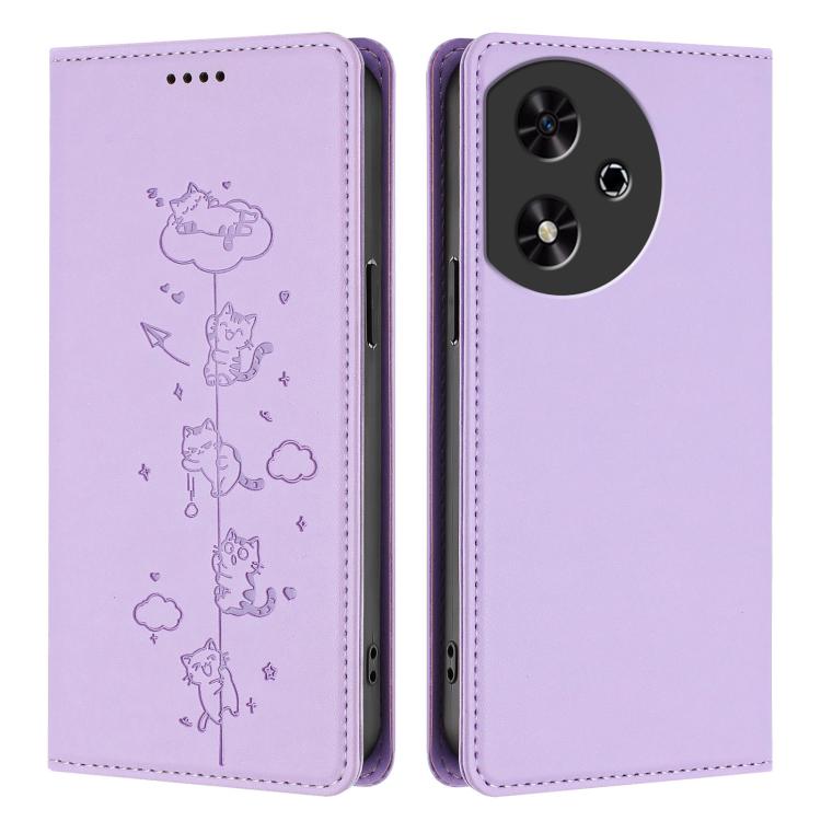 For Honor Play 50 Cute Cats Embossed Magnetic RFID Vegan Leather Phone Case