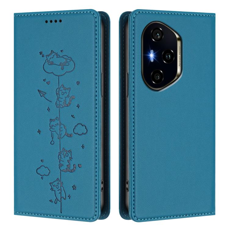 For Honor 300 Pro / 300 Ultra Cute Cats Embossed Magnetic RFID Vegan Leather Phone Case