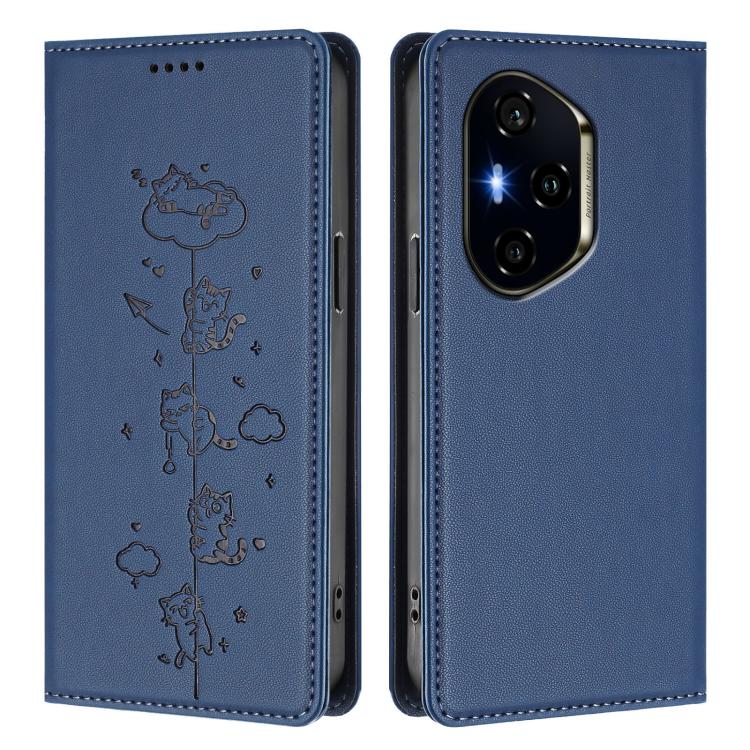 For Honor 300 Pro / 300 Ultra Cute Cats Embossed Magnetic RFID Vegan Leather Phone Case