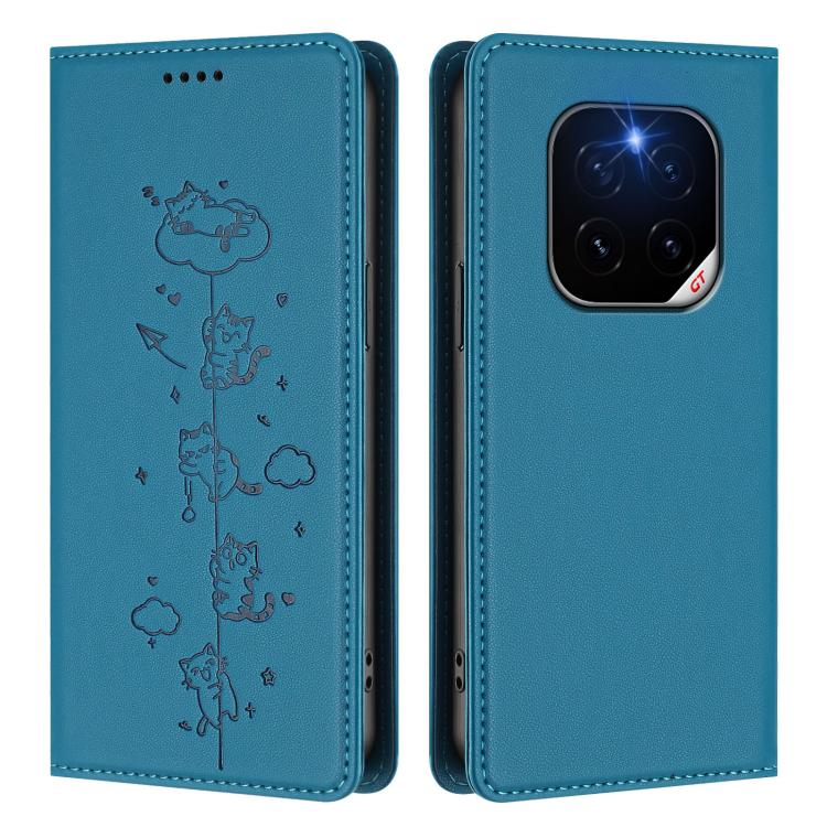 For Honor GT Pro Cute Cats Embossed Magnetic RFID Vegan Leather Phone Case