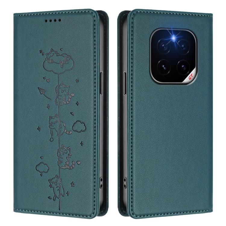 For Honor GT Pro Cute Cats Embossed Magnetic RFID Vegan Leather Phone Case