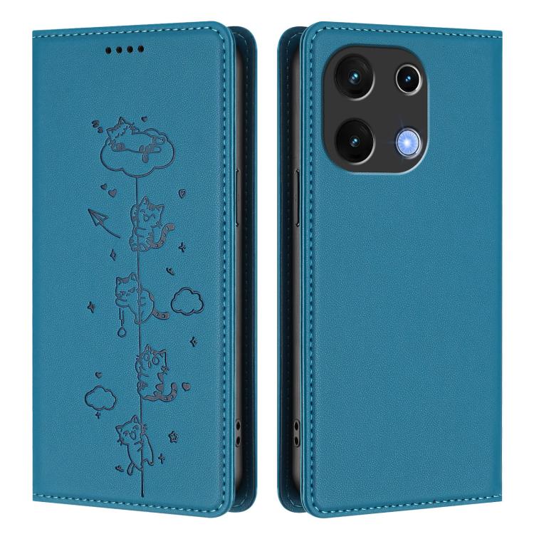 For Umidigi Note 100 4G / 5G Cute Cats Embossed Magnetic RFID Vegan Leather Phone Case
