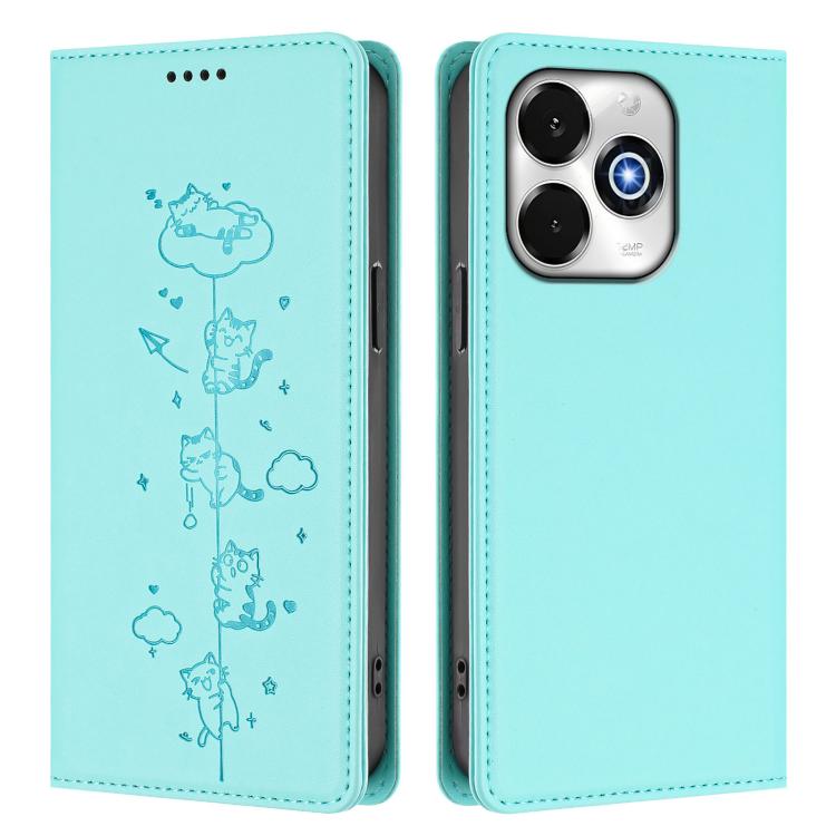 For Umidigi G100x 5G / Note 100x 5G / G9X Cute Cats Embossed Magnetic RFID Vegan Leather Phone Case