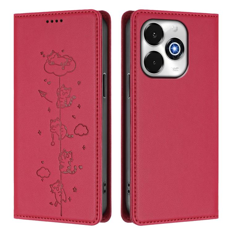 For Umidigi G100x 5G / Note 100x 5G / G9X Cute Cats Embossed Magnetic RFID Vegan Leather Phone Case