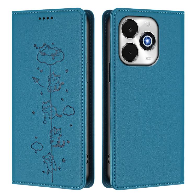 For Umidigi G100x 5G / Note 100x 5G / G9X Cute Cats Embossed Magnetic RFID Vegan Leather Phone Case
