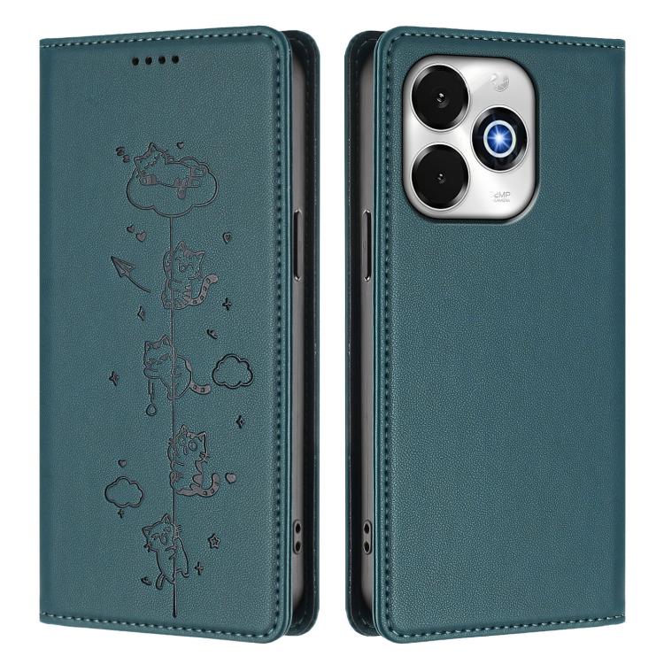 For Umidigi G100x 5G / Note 100x 5G / G9X Cute Cats Embossed Magnetic RFID Vegan Leather Phone Case