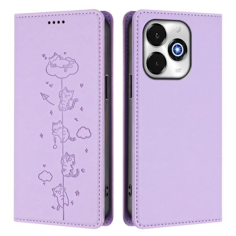 For Umidigi G100x 5G / Note 100x 5G / G9X Cute Cats Embossed Magnetic RFID Vegan Leather Phone Case