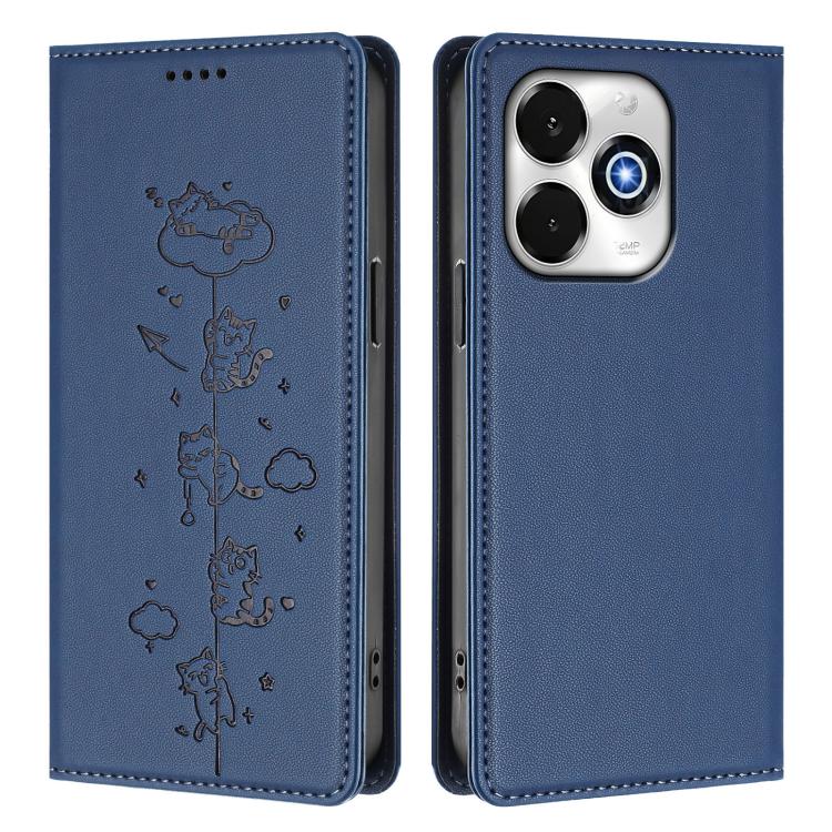 For Umidigi G100x 5G / Note 100x 5G / G9X Cute Cats Embossed Magnetic RFID Vegan Leather Phone Case