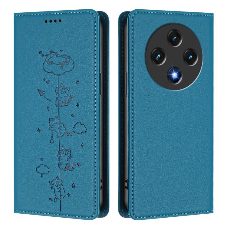 For Umidigi G100 Cute Cats Embossed Magnetic RFID Vegan Leather Phone Case