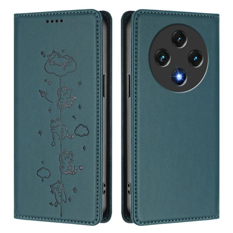For Umidigi G100 Cute Cats Embossed Magnetic RFID Vegan Leather Phone Case