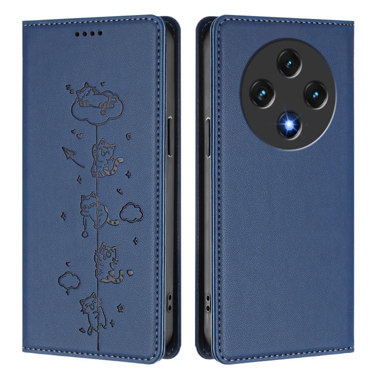 For Umidigi G100 Cute Cats Embossed Magnetic RFID Vegan Leather Phone Case