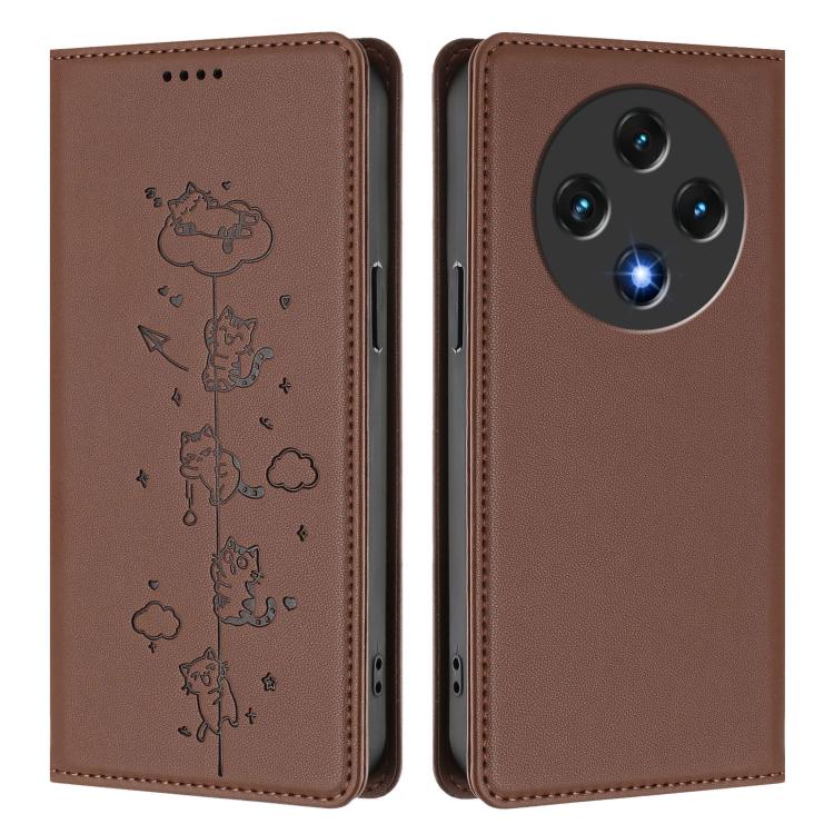 For Umidigi G100 Cute Cats Embossed Magnetic RFID Vegan Leather Phone Case