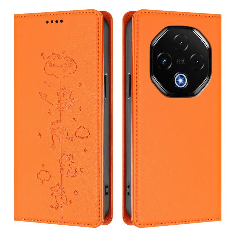 For Umidigi G100 Pro Cute Cats Embossed Magnetic RFID Vegan Leather Phone Case