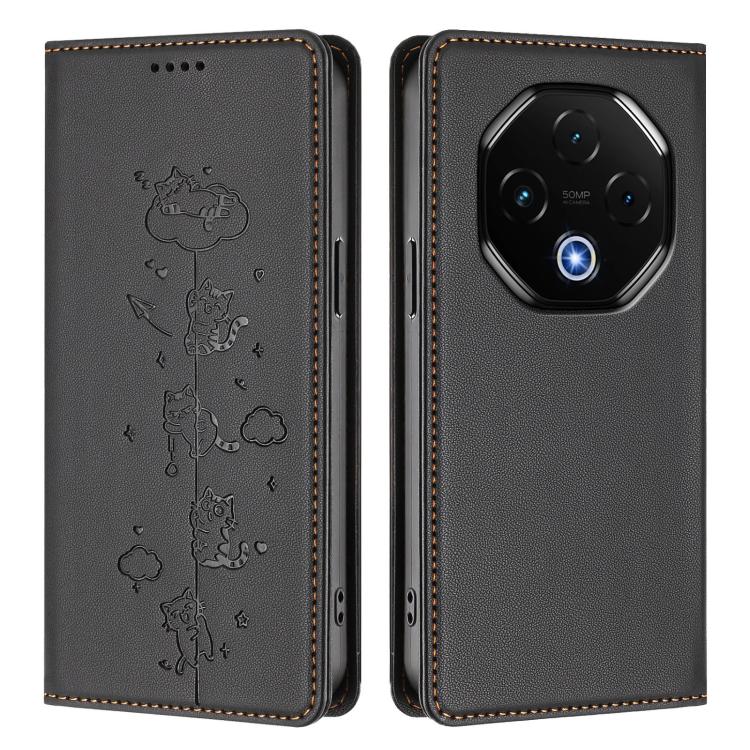 For Umidigi G100 Pro Cute Cats Embossed Magnetic RFID Vegan Leather Phone Case