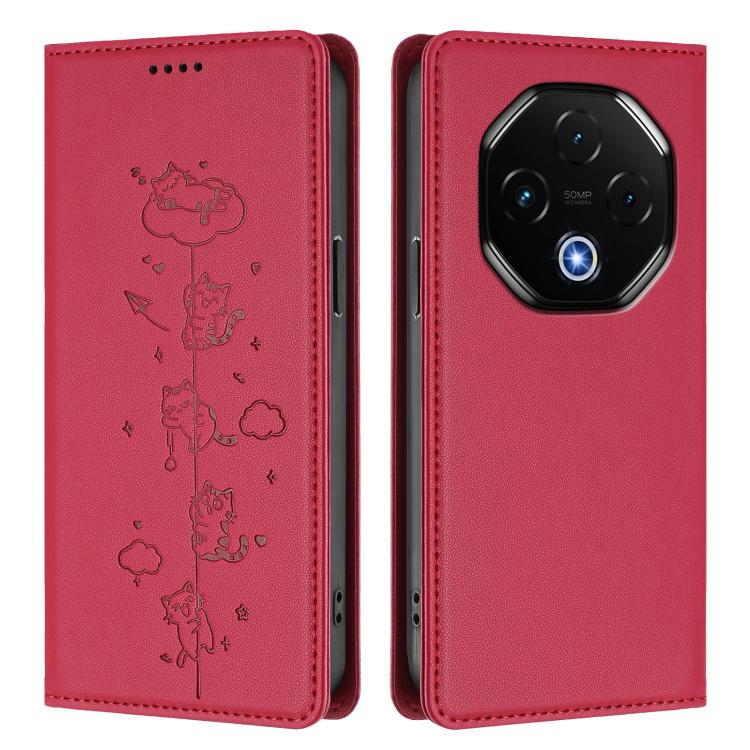 For Umidigi G100 Pro Cute Cats Embossed Magnetic RFID Vegan Leather Phone Case