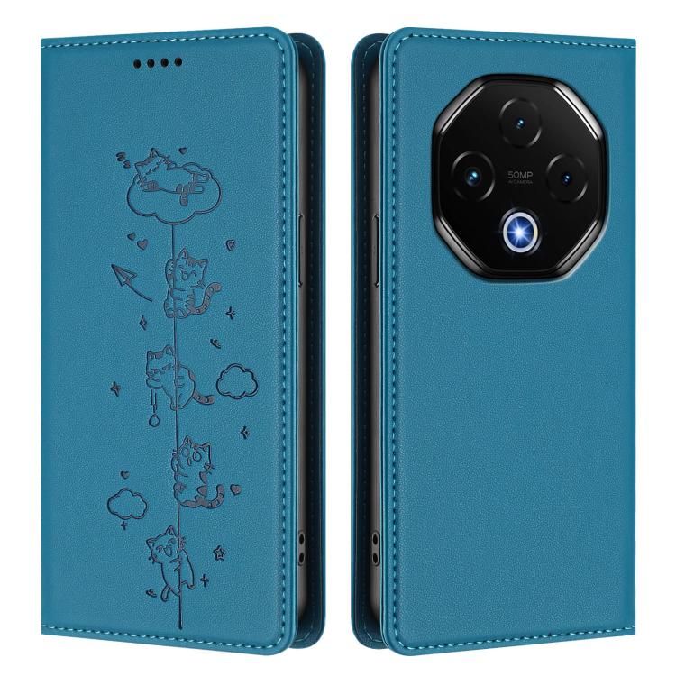 For Umidigi G100 Pro Cute Cats Embossed Magnetic RFID Vegan Leather Phone Case