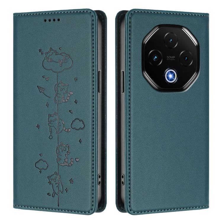 For Umidigi G100 Pro Cute Cats Embossed Magnetic RFID Vegan Leather Phone Case