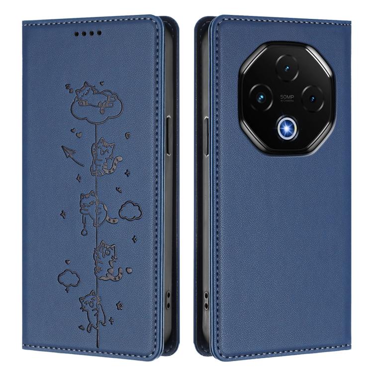 For Umidigi G100 Pro Cute Cats Embossed Magnetic RFID Vegan Leather Phone Case