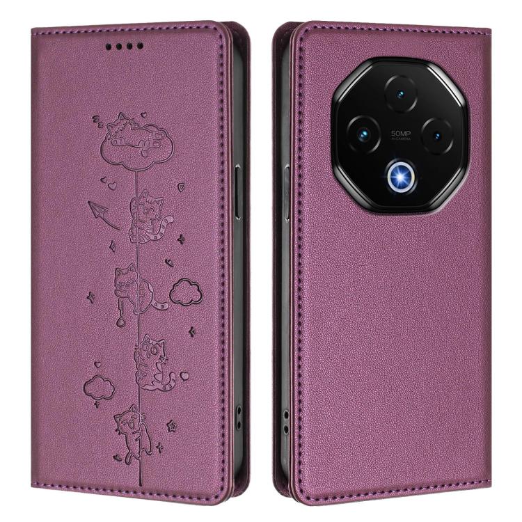 For Umidigi G100 Pro Cute Cats Embossed Magnetic RFID Vegan Leather Phone Case