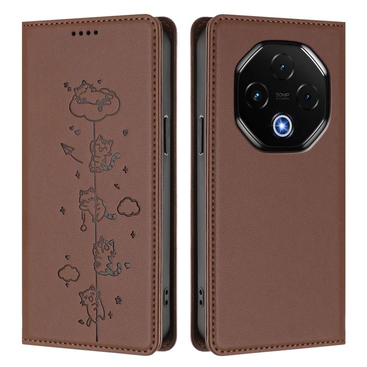 For Umidigi G100 Pro Cute Cats Embossed Magnetic RFID Vegan Leather Phone Case